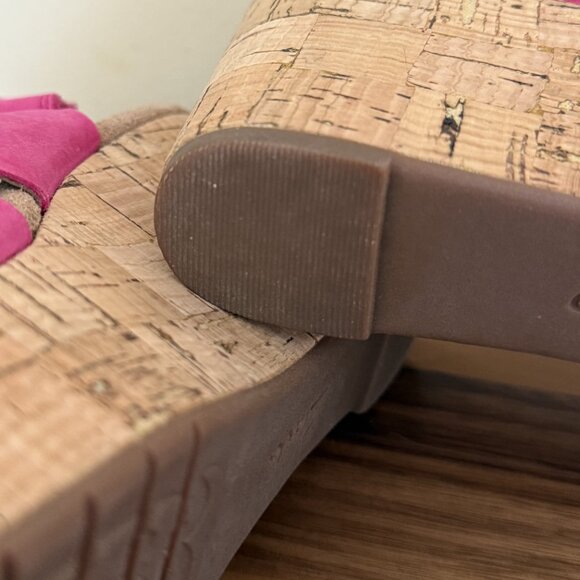 CLARKS Caslynn Diem Leather Slingback Wedge Sandal 8.5W Fuchsia nubuck pink EUC - Picture 10 of 15